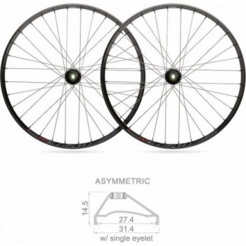 Paire de Roues MTB Tubeless 27mm x 29 avec Moyeu Shimano 10/11V, Noir, 32 Rayons - BLACKJACK - 1