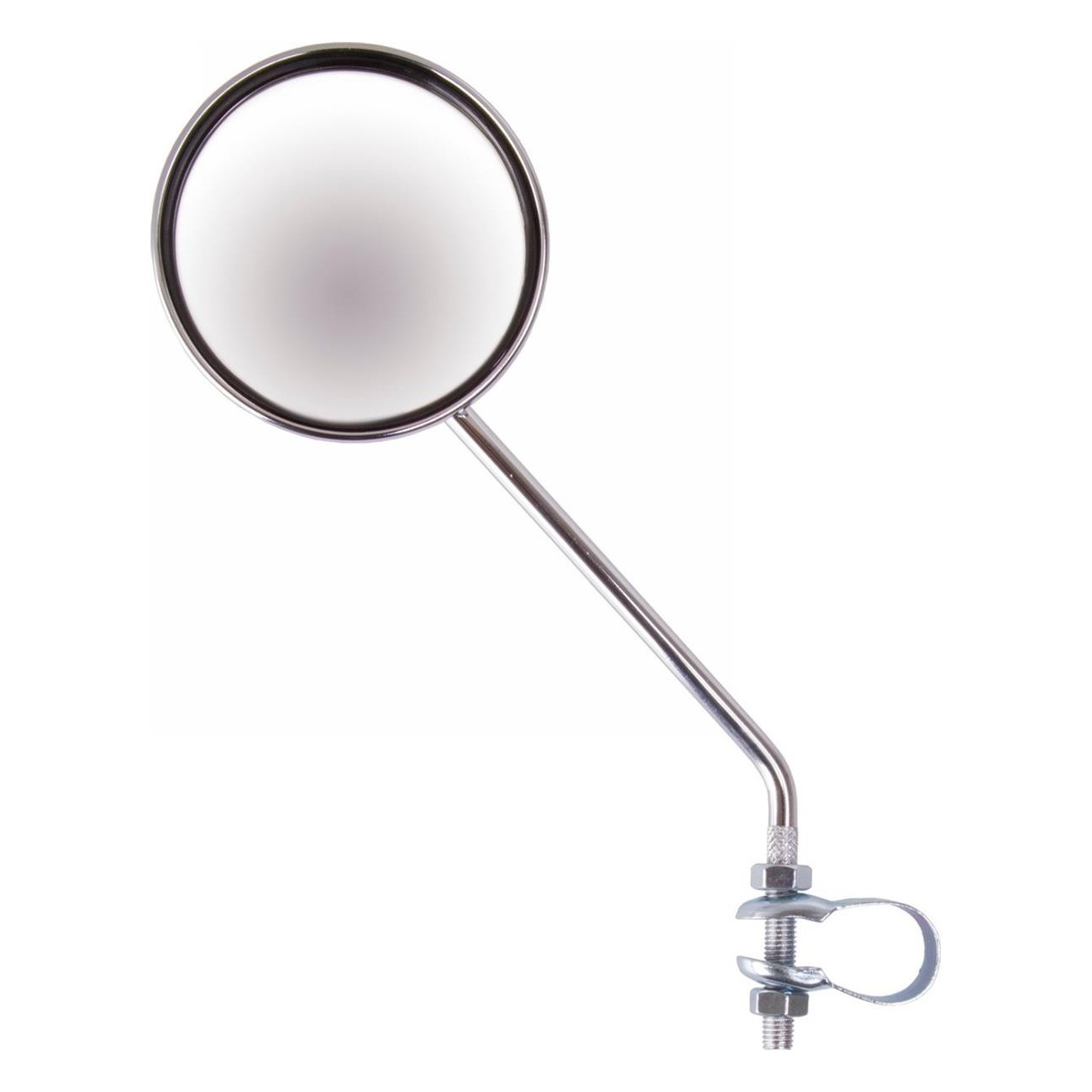 Miroir de vélo rond 80mm chromé avec tige réglable 220mm pour guidon - 1