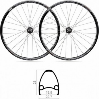 Paire de Roues Route Airline Tubeless 19x700mm en Aluminium Noir, Shimano 11V - 1