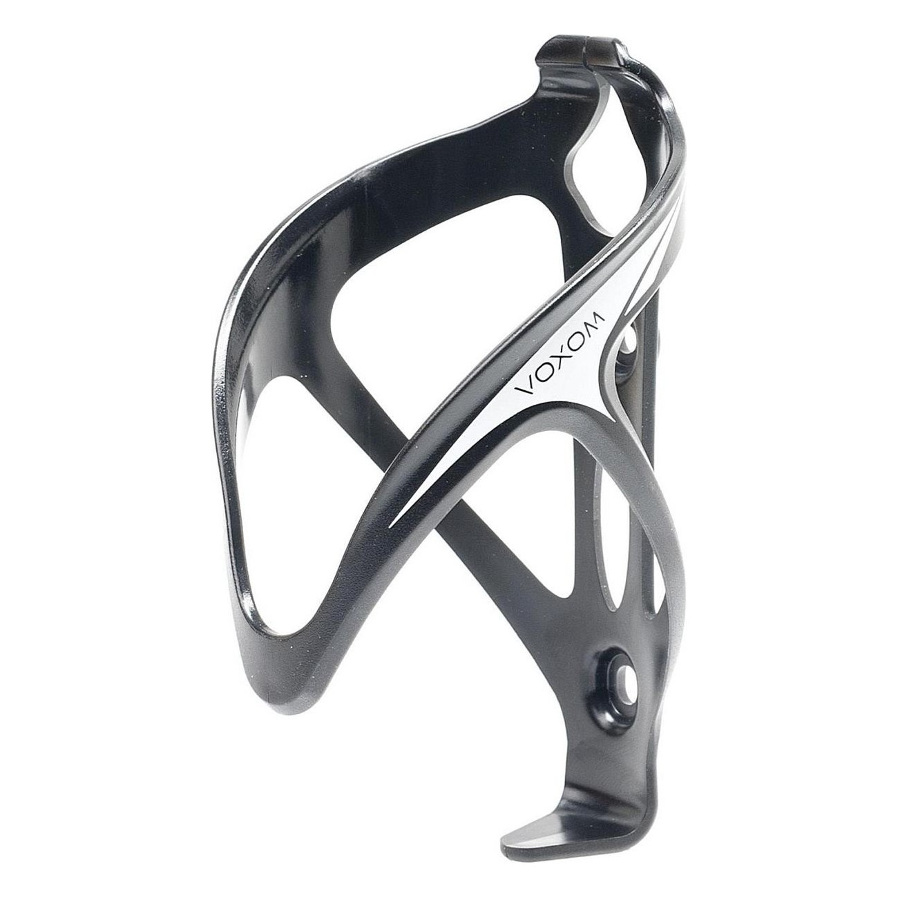 Voxom FH5 Black Bottle Cage with White Logo - Lightweight and Durable, 28g - 1