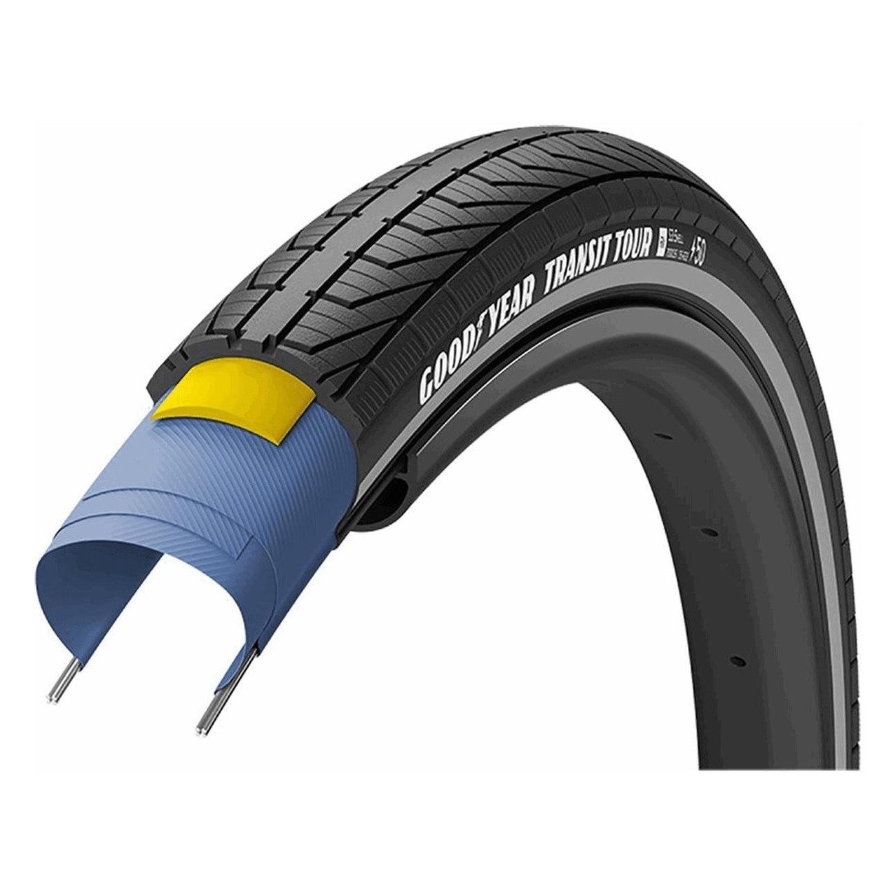 Pneu Goodyear Transit Tour 700x40 Rigide Noir avec Réflexes Reflex - 1