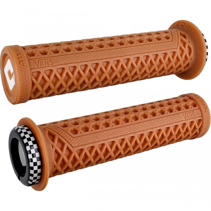 ODI Vans V2.1 Lock-On Grips with Checkerboard Clamps, 135mm, Updated Waffle Design - 1