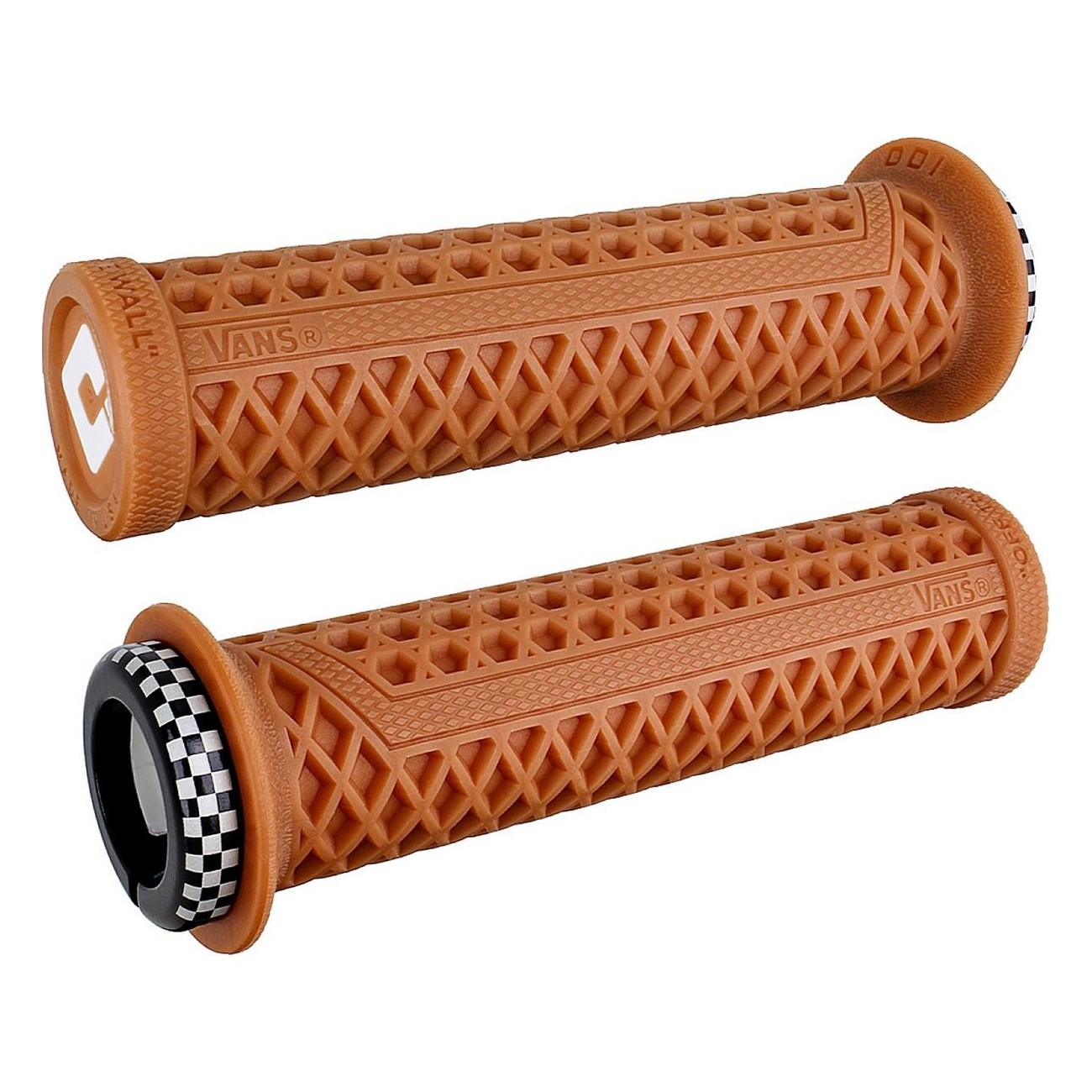 ODI Vans V2.1 Lock-On Grips with Checkerboard Clamps, 135mm, Updated Waffle Design - 1