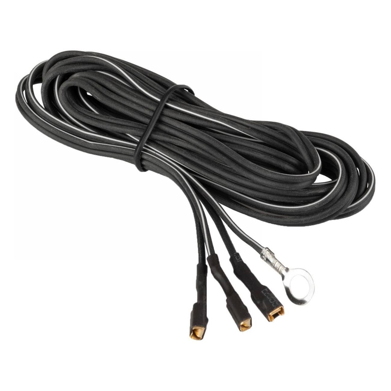 Double Cable for Bicycle Dynamo Black 220 cm with 3 Terminals and Eyelet - 1