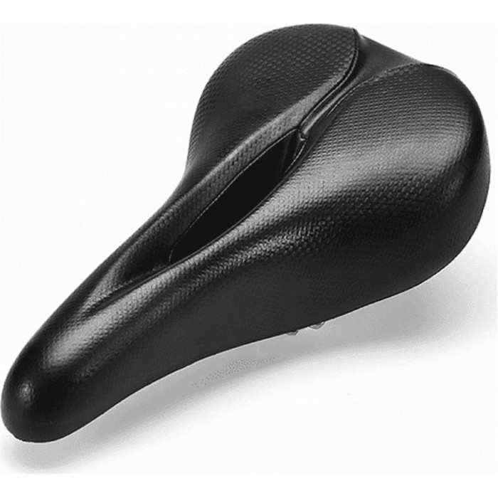 Selle MTB Offroad en Polyuréthane Noir avec Rail en Acier - 283x184 mm, 376g - 1