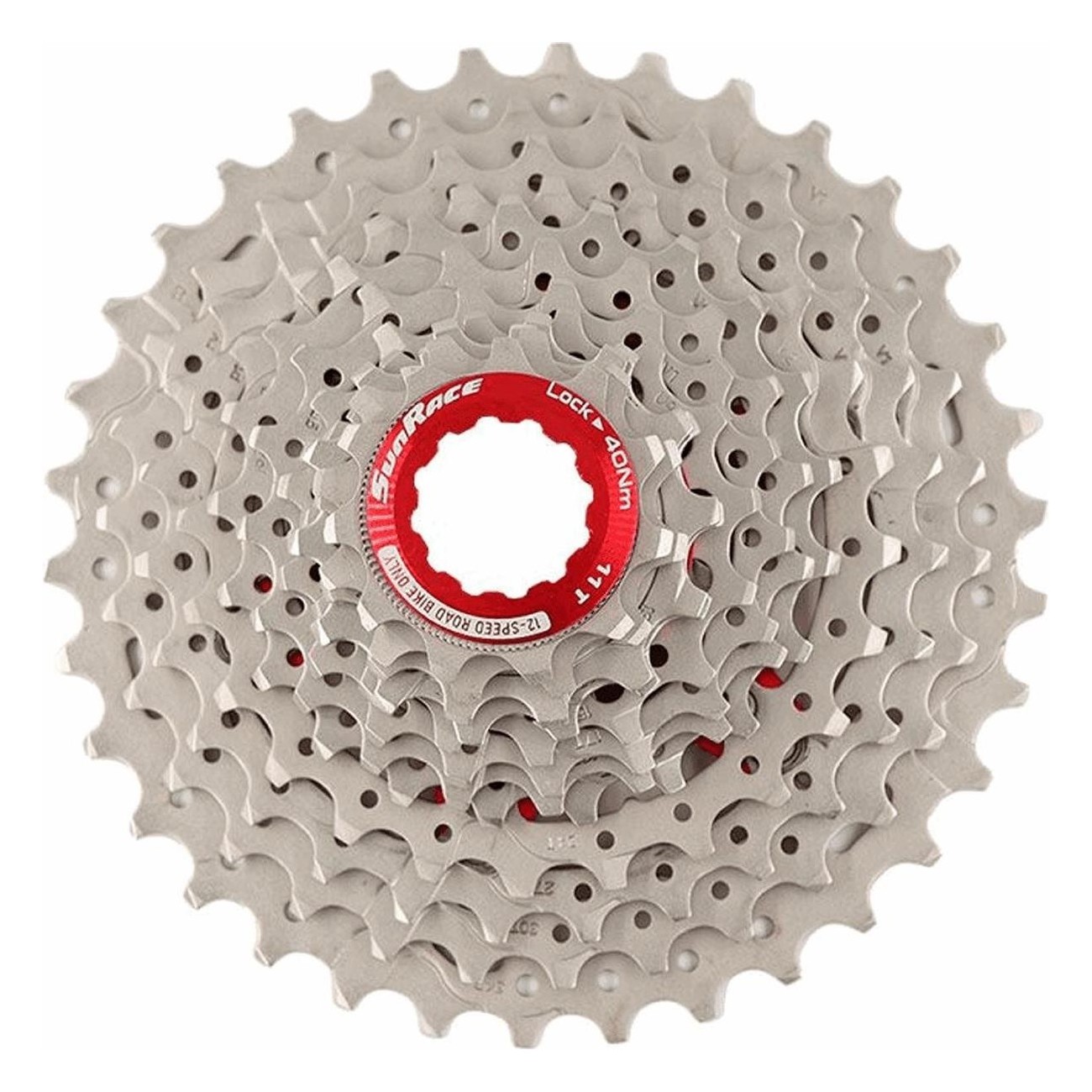 Cassetta Road 12V 11-34T in Alluminio Silver Compatibile con SHIMANO Hyperglide - SUNRACE - 1 - Cassette - 4711264330814