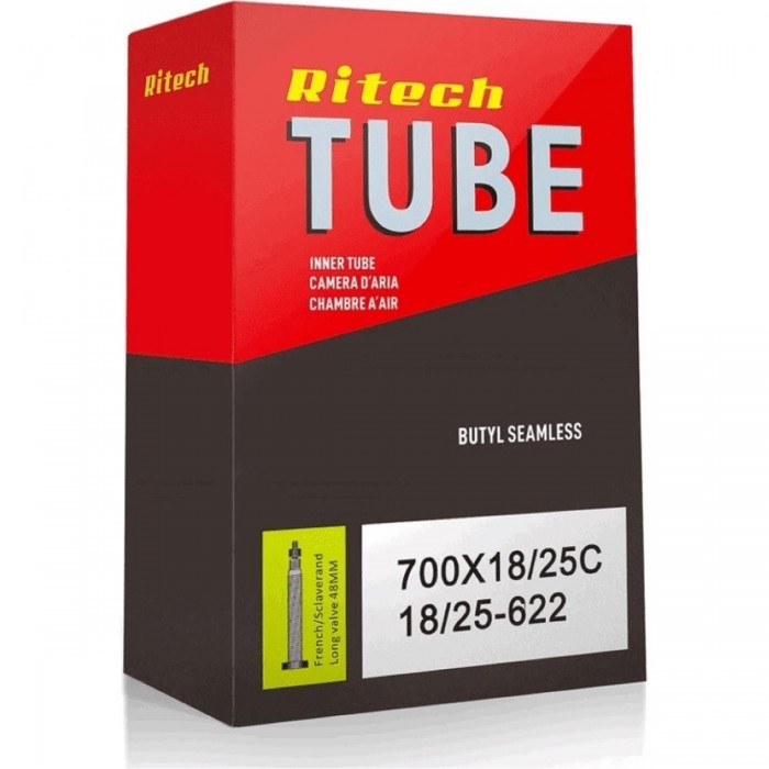 Ritech 700x18/25 Inner Tube with 48mm Threaded Presta Valve for Bicycles - 1