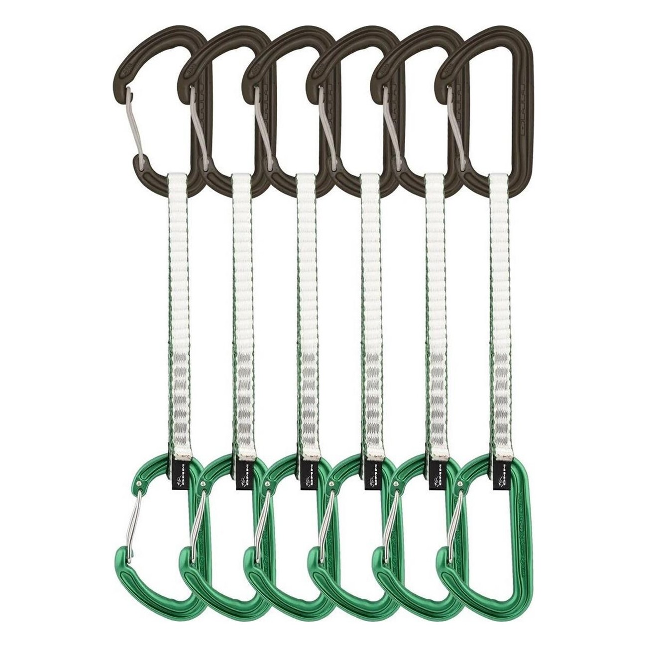 Set aus 6 Tech-Table Expressen 18 cm in Grün mit Standardkarabinern und Dyneema® Sling - Leicht und Vielseitig für Klettern - 1