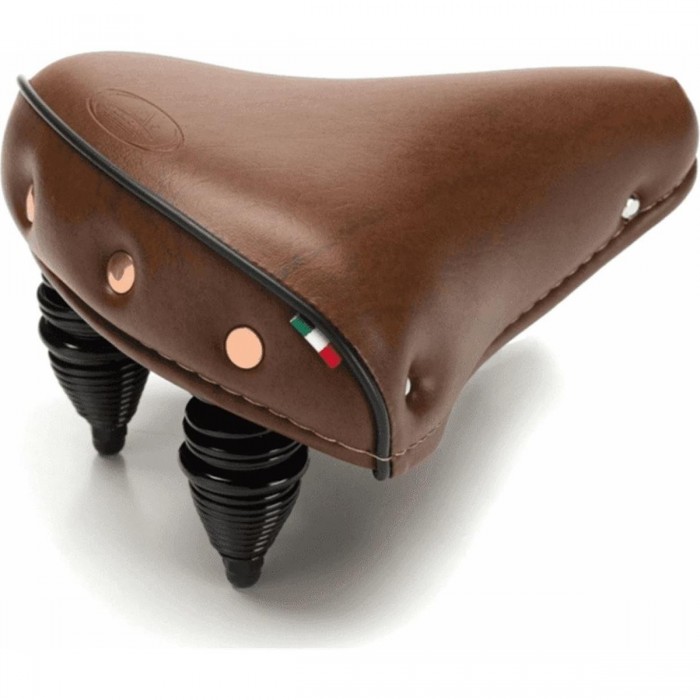 Selle Iris Marron pour Citybike avec Ressorts, Clous et Rembourrage en Flex Pu - 1