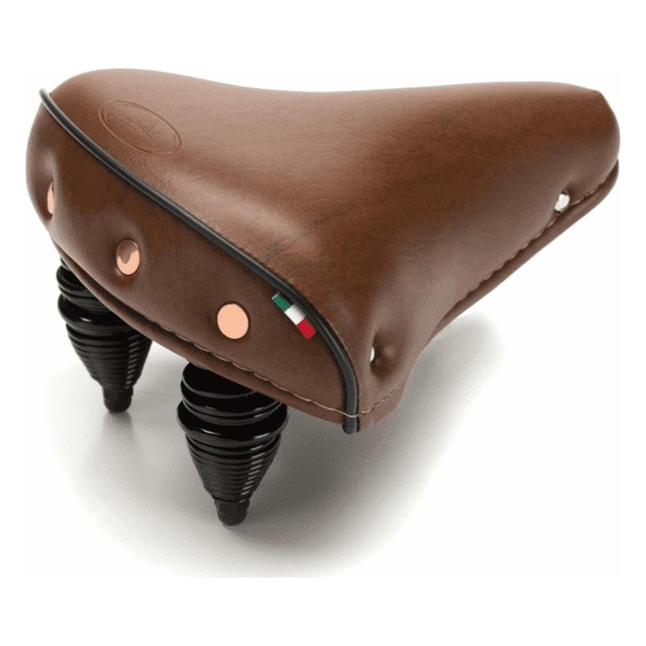 Brown Iris Saddle for Citybike with Springs, Studs and Flex Pu Padding - 1