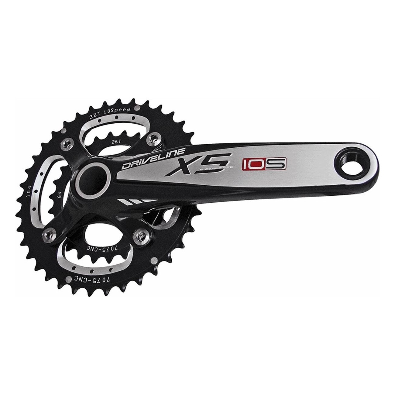 MVTEK Air Force Crankset 2x10V 38/26 Teeth BB System Black/Silver - 1