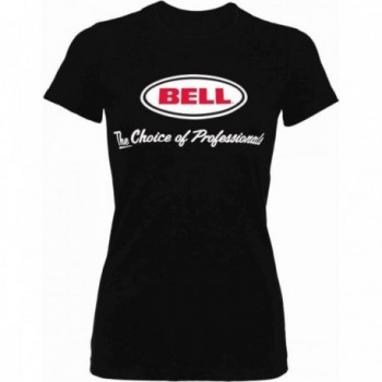 Black Cotton Women's T-Shirt Size S with BELL Logo and Slogan - 1