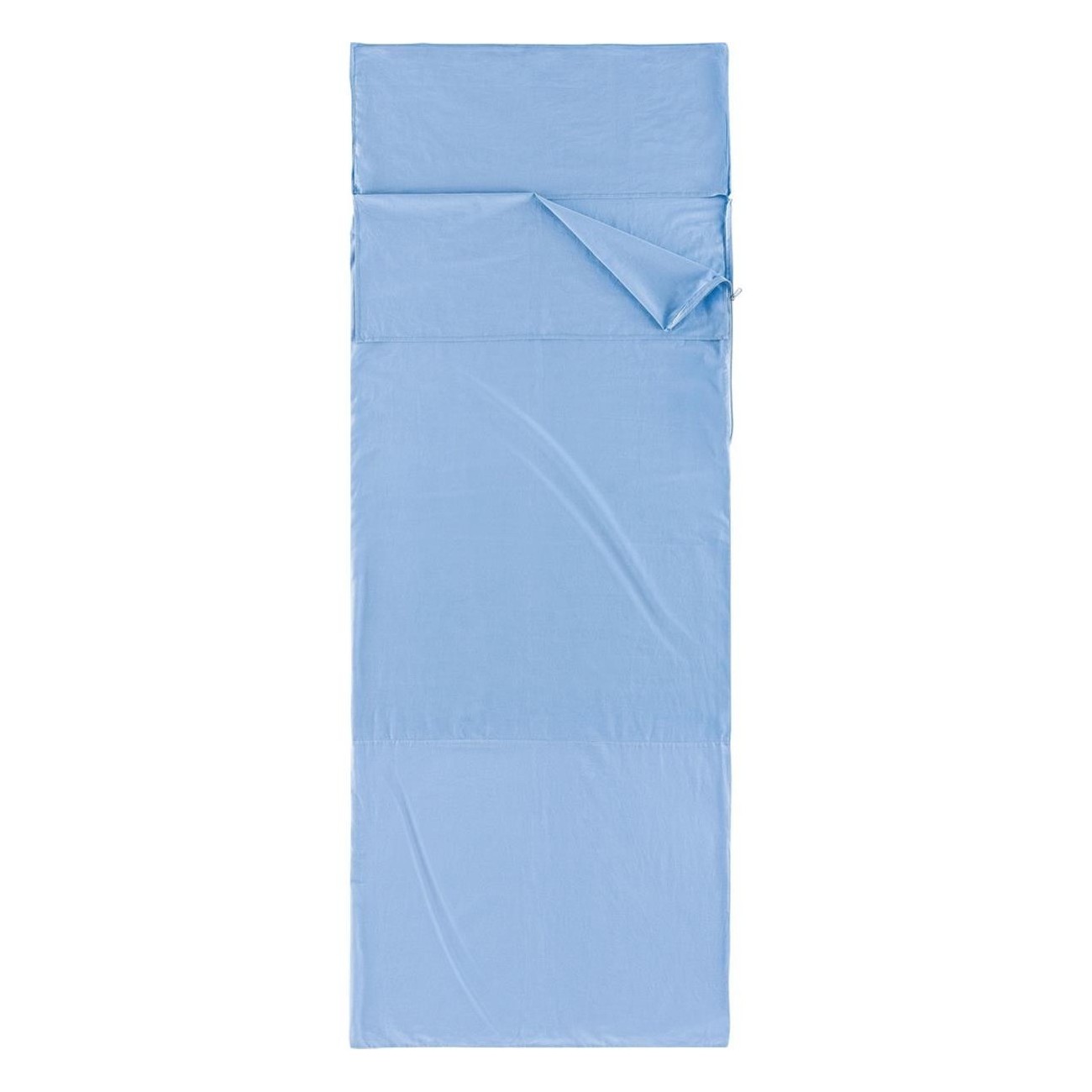 Drap de sac en coton bleu 220x90 cm avec fermeture éclair et poche pour coussin - 1