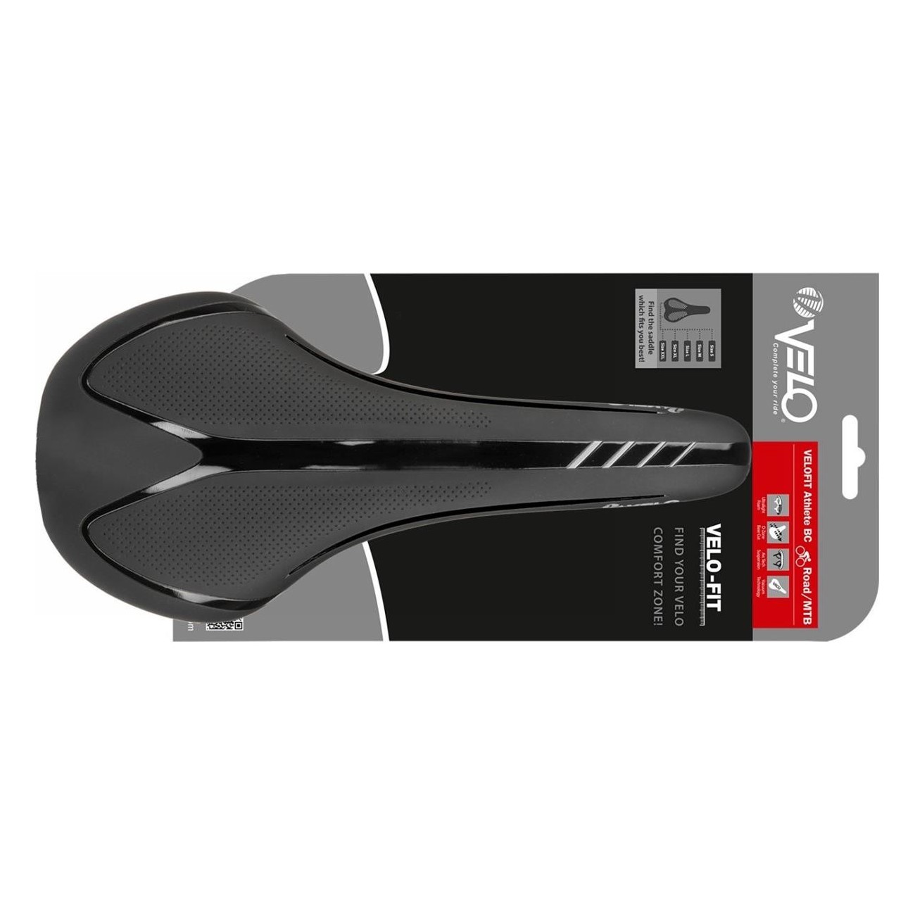 Sella Velo Fit Athlete BC S 286x134 mm Nero/Argento per Strada e MTB con Guscio Rinforzato in Fibra di Vetro - 4 - Selle - 08875