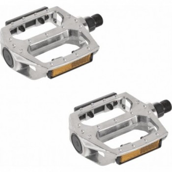 Aluminum BMX Pedals Silver 9/16', Size 108x100 mm, Weight 438.9g - 1