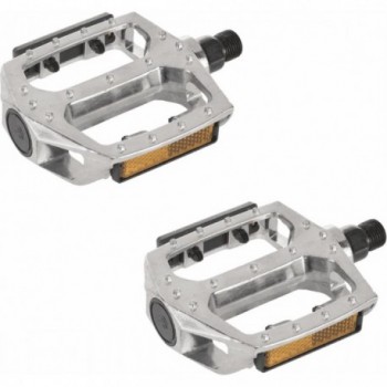 Aluminum BMX Pedals Silver 9/16', Size 108x100 mm, Weight 438.9g - 2