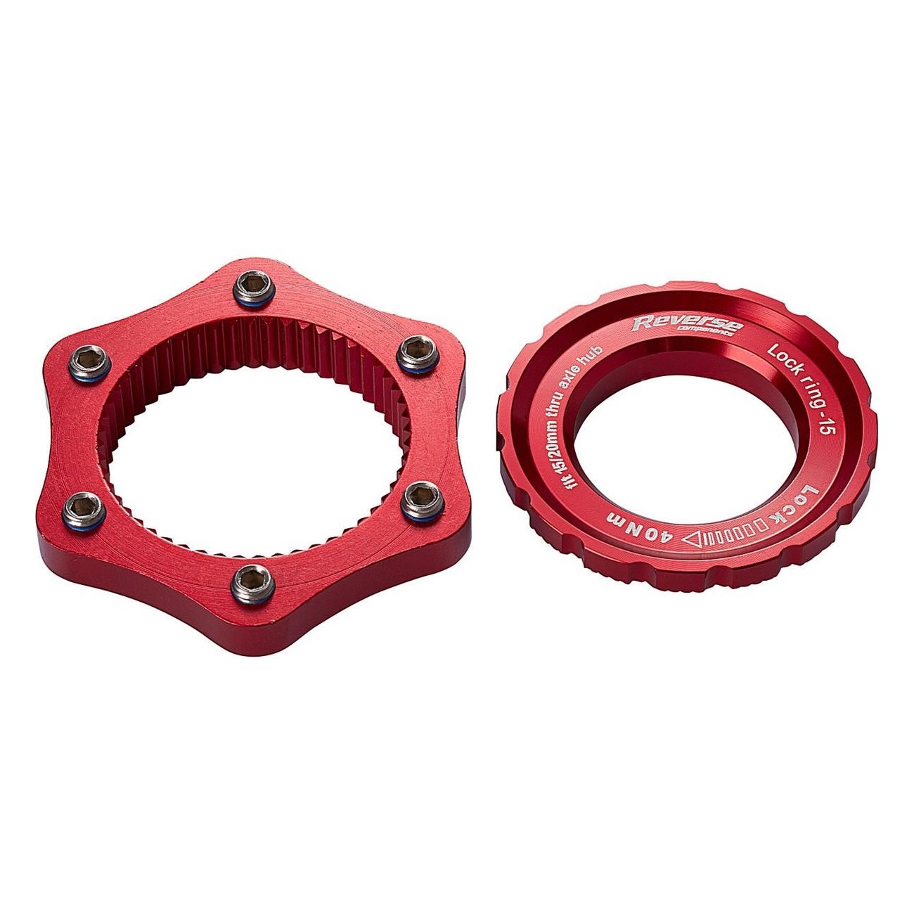 Red Inverse Centerlock Adapter for 6-Bolt Brake Disc Conversion - 1