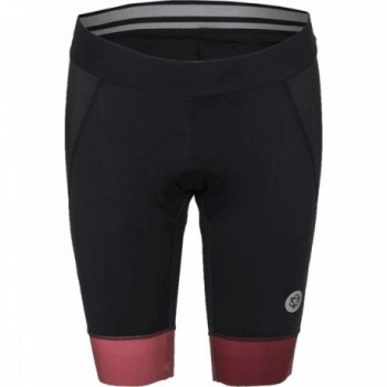 Damenkurze Salopette XL Schwarz/Coralrosa in Power Lycra mit RED120 Polster - 1