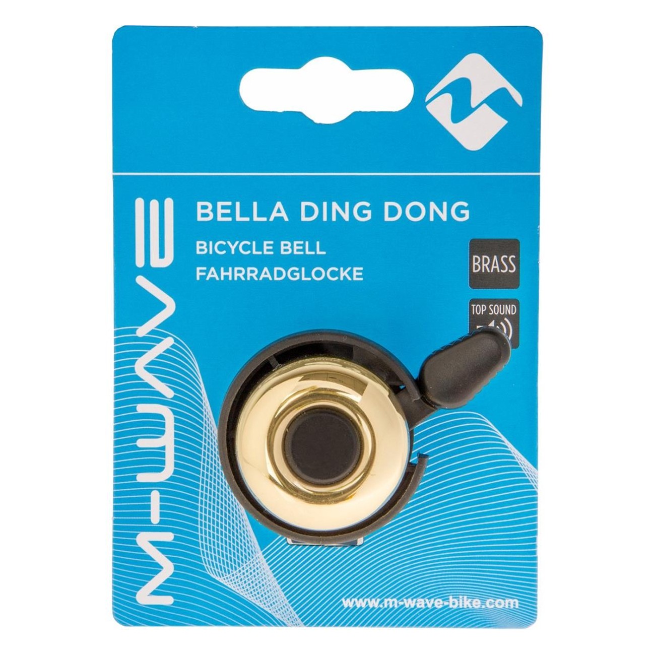 Mini Glocke Bella Ding-Dong aus Messing Gold für 22,2 mm Lenker - M-WAVE - 2