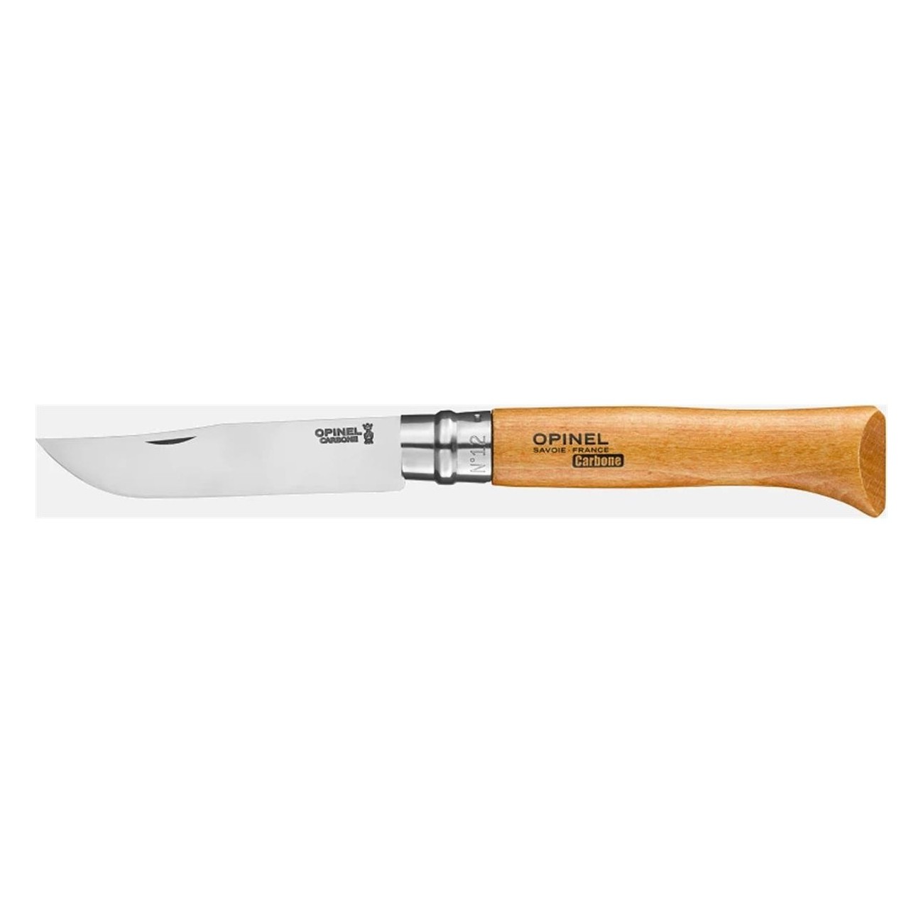 Coltello Opinel N°12 in Acciaio al Carbonio con Blister - Lama Versatile per Agricoltura e Caccia, Manico in Legno di Faggio - 1