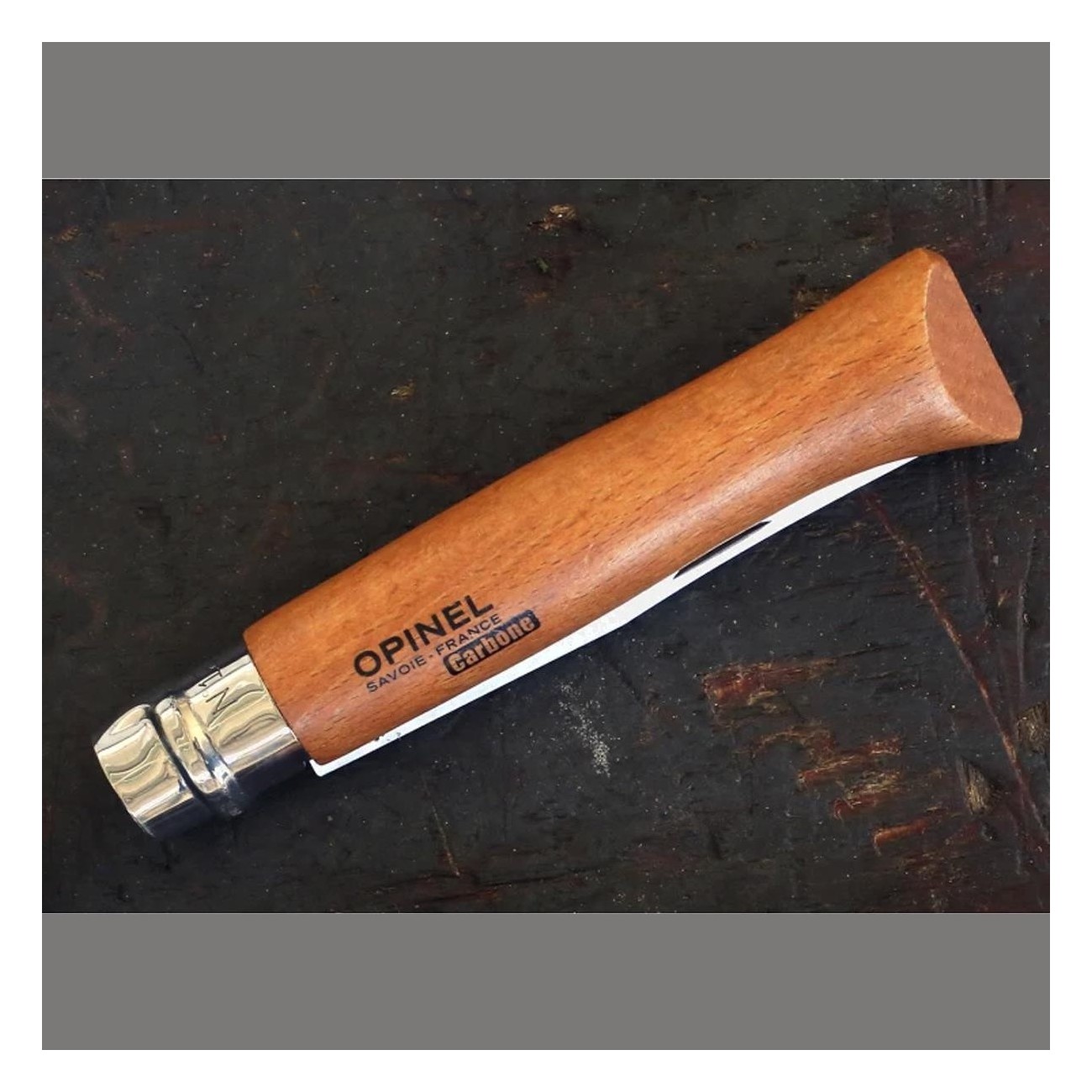 Coltello Opinel N°12 in Acciaio al Carbonio con Blister - Lama Versatile per Agricoltura e Caccia, Manico in Legno di Faggio - 3