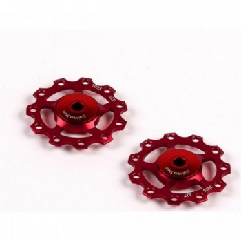 Red Stainless Steel Pulley 9/10/11v Compatible with Shimano and SRAM - 1