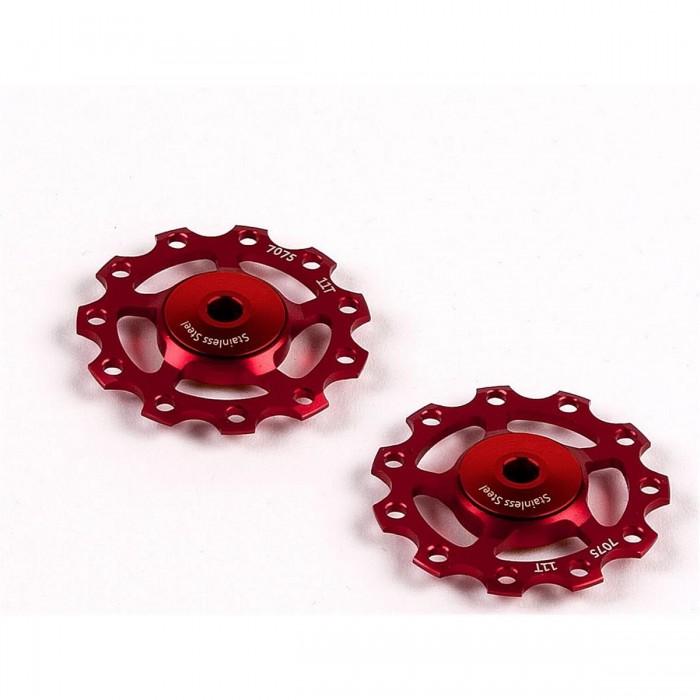 Red Stainless Steel Pulley 9/10/11v Compatible with Shimano and SRAM - 1