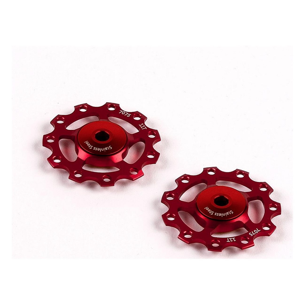 Red Stainless Steel Pulley 9/10/11v Compatible with Shimano and SRAM - 1