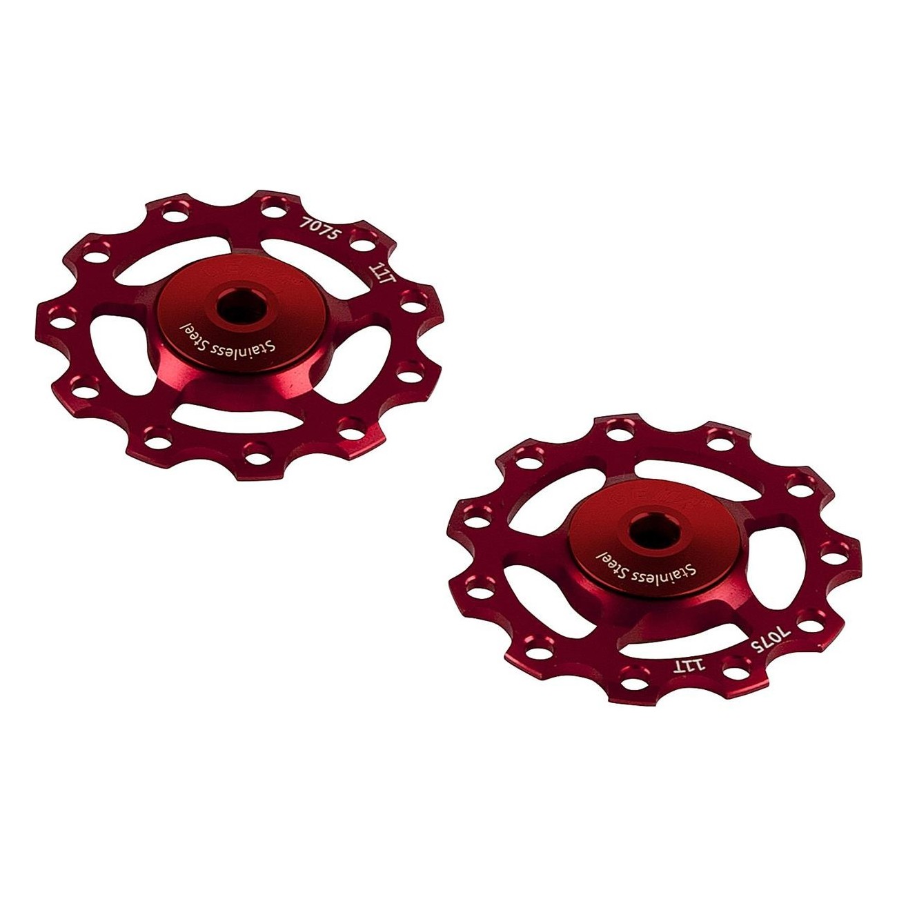 Red Stainless Steel Pulley 9/10/11v Compatible with Shimano and SRAM - 2