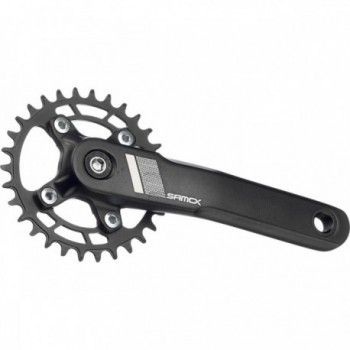 Samox MTB Crankset 165mm 30T Black Anodized, 3-Piece Aluminum and Steel - 1