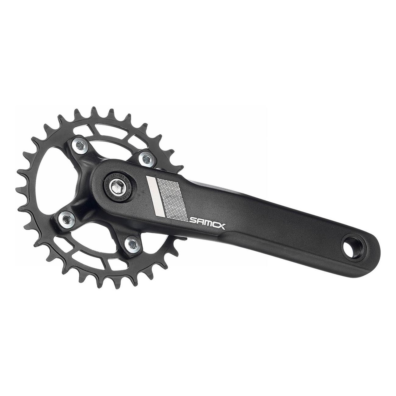 Samox MTB Crankset 165mm 30T Black Anodized, 3-Piece Aluminum and Steel - 1