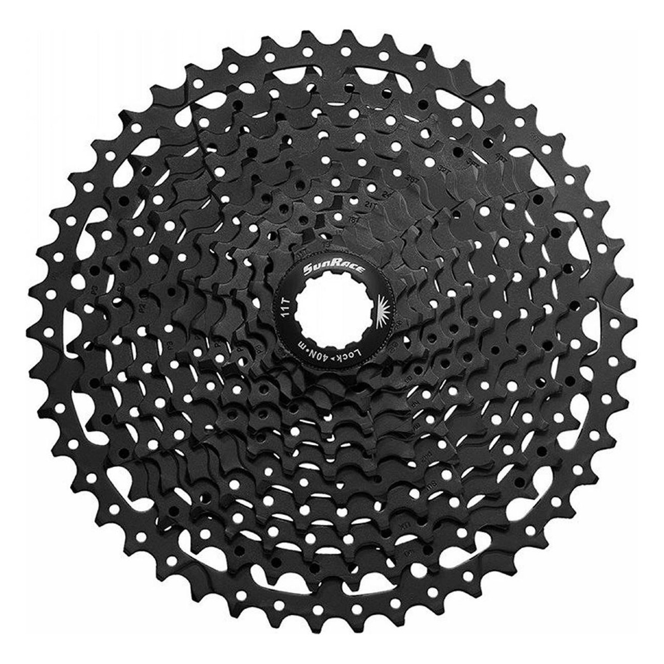 Cassetta MTB 11V 11-40 Denti in Alluminio Nero, Compatibile Shimano, 429g - SUNRACE - 1 - Cassette - 4710944250602