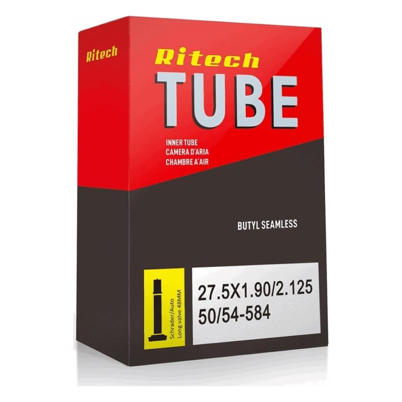 Ritech 27.5x1.90/2.125 Inner Tube with 48mm Auto Valve - Reliable & Durable - 1