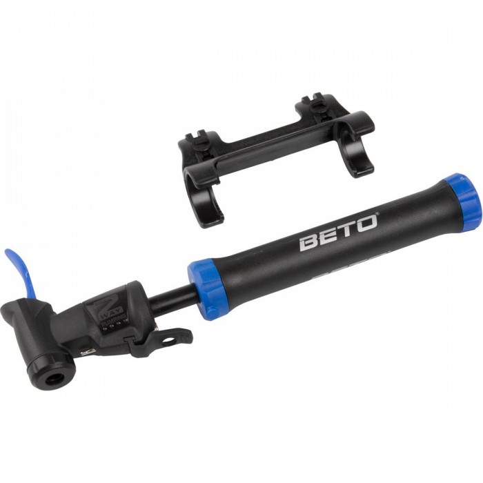 Mini Bike Pump Double Shot Beto Black/Blue with Adapter and Dual Action - 1