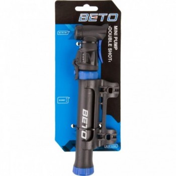 Mini Pompe à Vélo Double Shot Beto Noire/Bleue avec Adaptateur et Support - 3