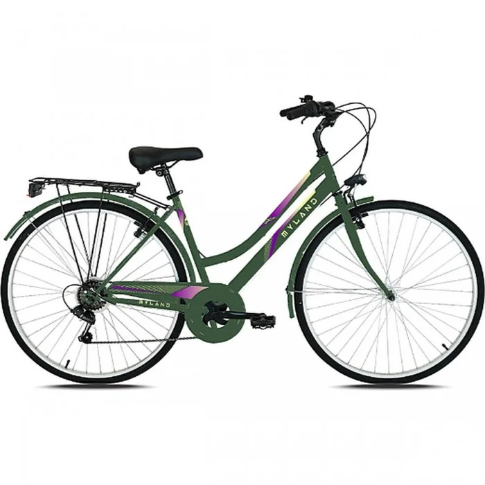 Bicicletta City Donna MYLAND 28' Verde-Viola con Cambio Shimano 7V, Taglia S - 1 - City - 8059796061360