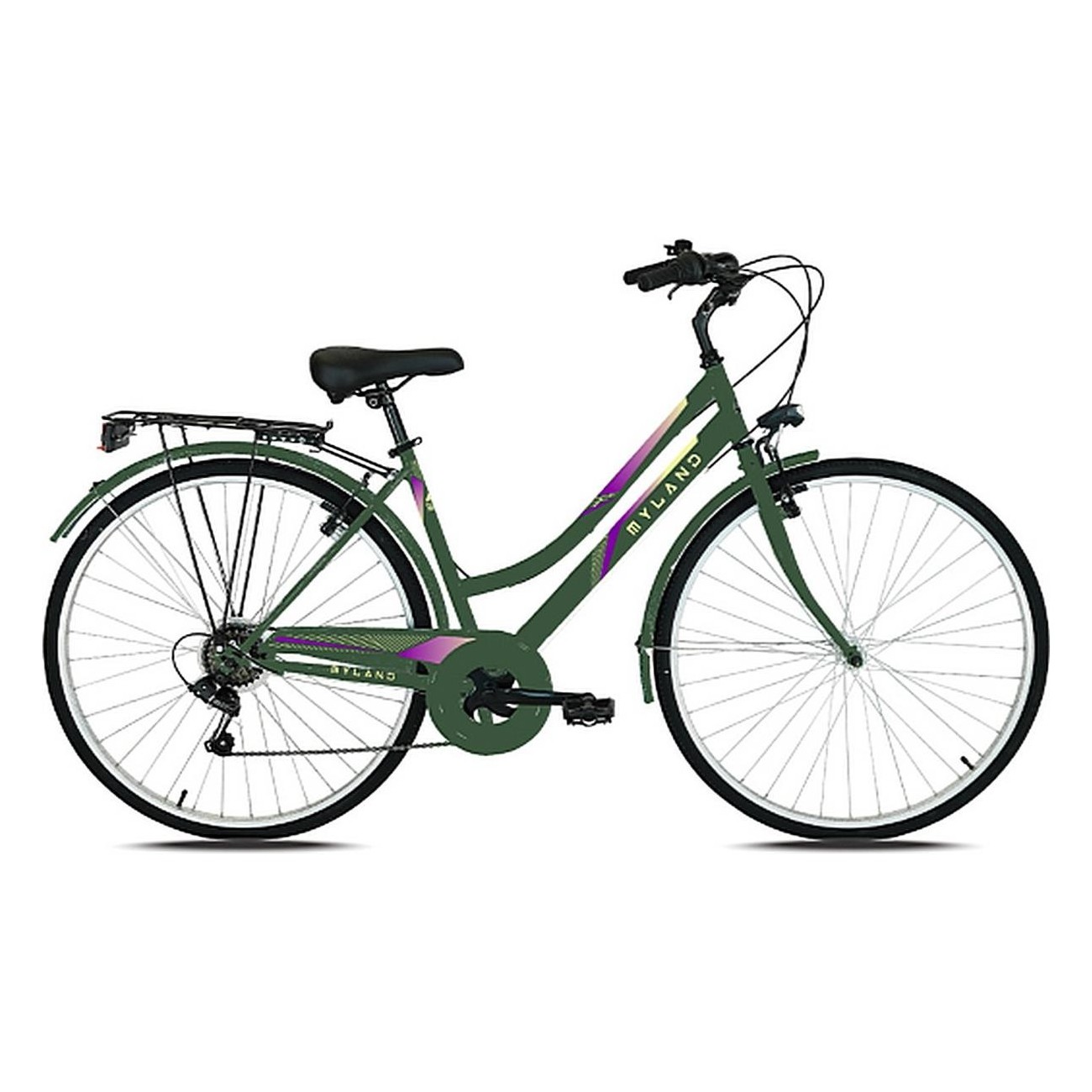 Bicicletta City Donna MYLAND 28' Verde-Viola con Cambio Shimano 7V, Taglia S - 1 - City - 8059796061360