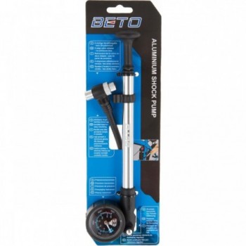 Beto Aluminum Shock Pump with 400 PSI Pressure Gauge, Schrader Valve, Silver/Black - 5