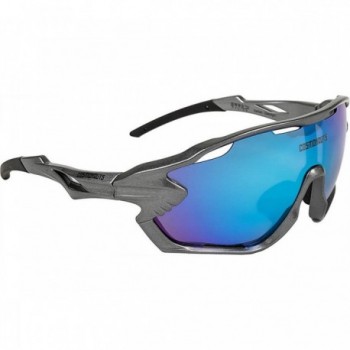 Sportbrille Apollo 13 Anthrazitgrau mit blauen Revo-Gläsern und TR90-Rahmen - 1