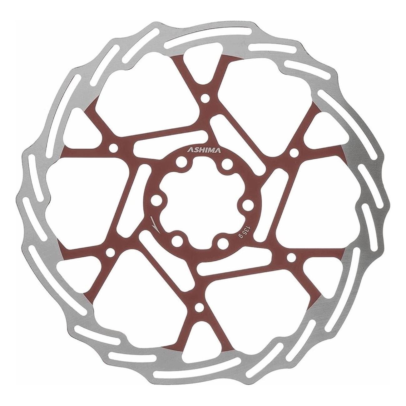 Bremsscheibe Fahrrad 180mm 130g Rot 6 Löcher Stahl mit ASHIMA Wärmebehandlung - 1