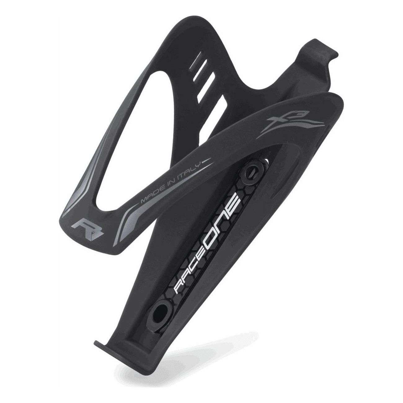 Black Polycarbonate Bottle Holder X3 30g with Rubber Finish - RaceOne - 1