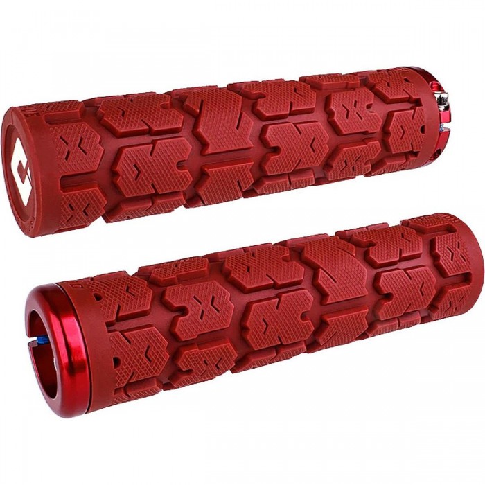 Odi Grips Rogue V2.1 Lock-On Rot mit roten Klemmen 135mm - Komfort und Leistung für Bikes - 1