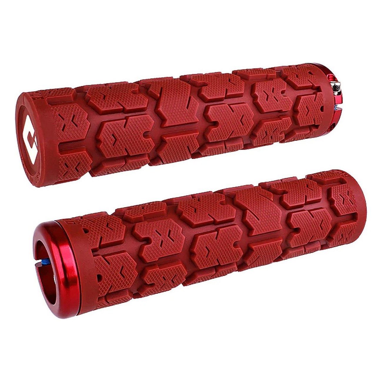 Impugnature Odi Grips Rogue V2.1 Lock-On Rosse con Morsetti Rossi 135mm - Comfort e Prestazioni per Bici - 1 - Manopole - 071148