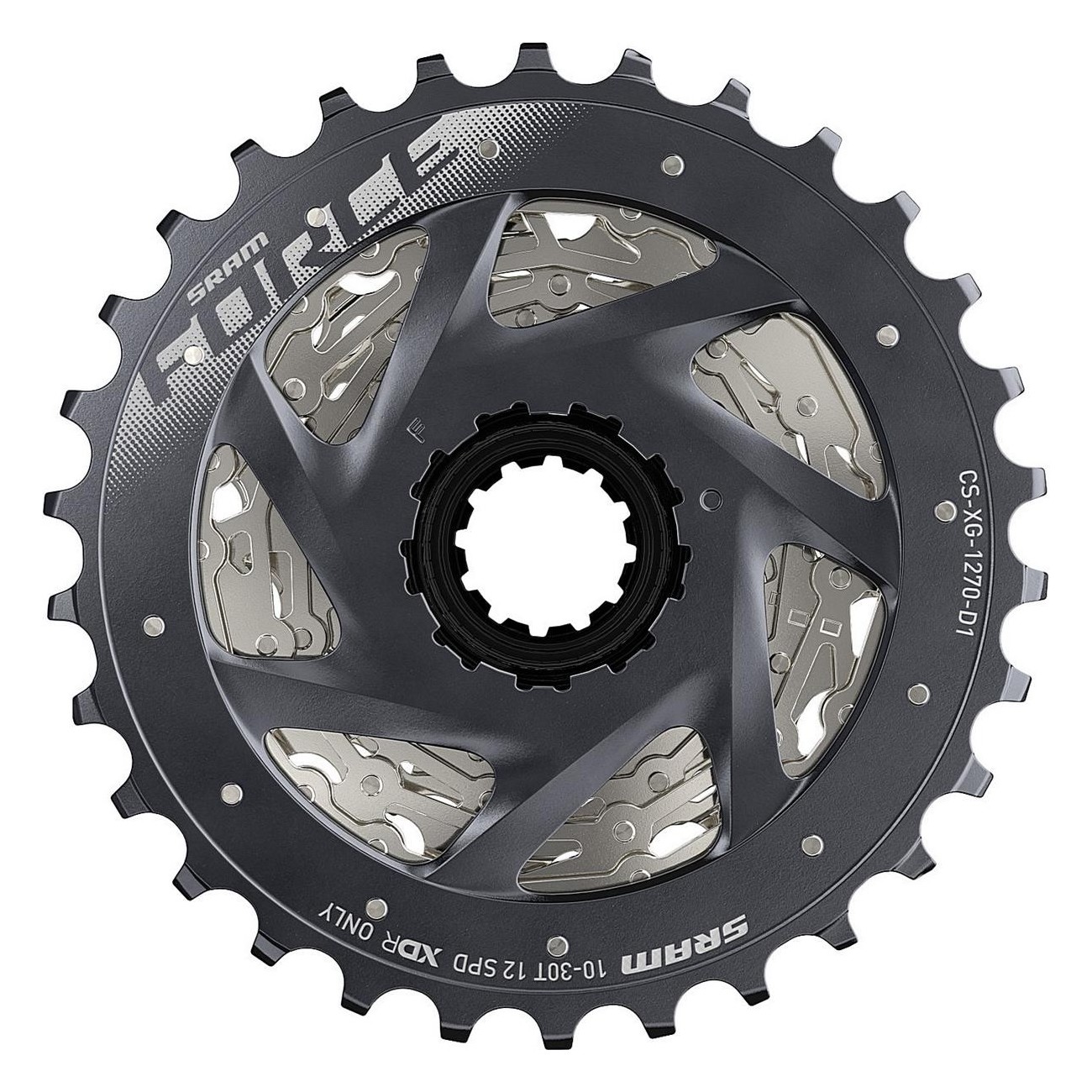 Cassette SRAM Force XG-1270 12 Velocidades 10-30T Plata con Tecnología X-Range - 2