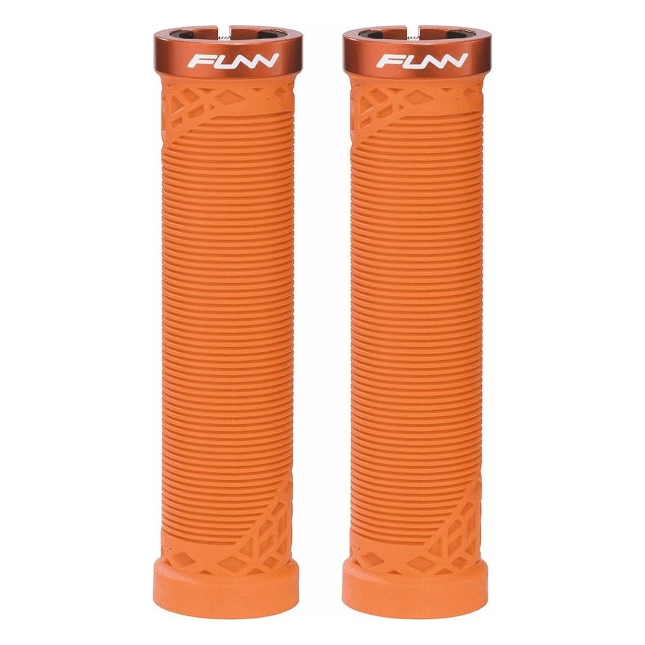 HILT 30mm Orange Grips with CNC Aluminum Collar, Lockring Design - FUNN - 1