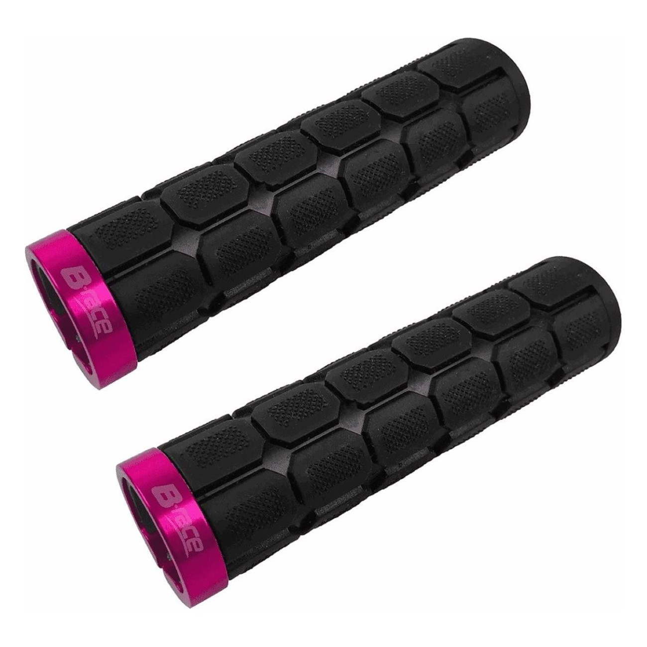 Gummi-Handgriffe B • Race Schwarz/Fuchsia mit Aluminiumring - 127 mm - 1