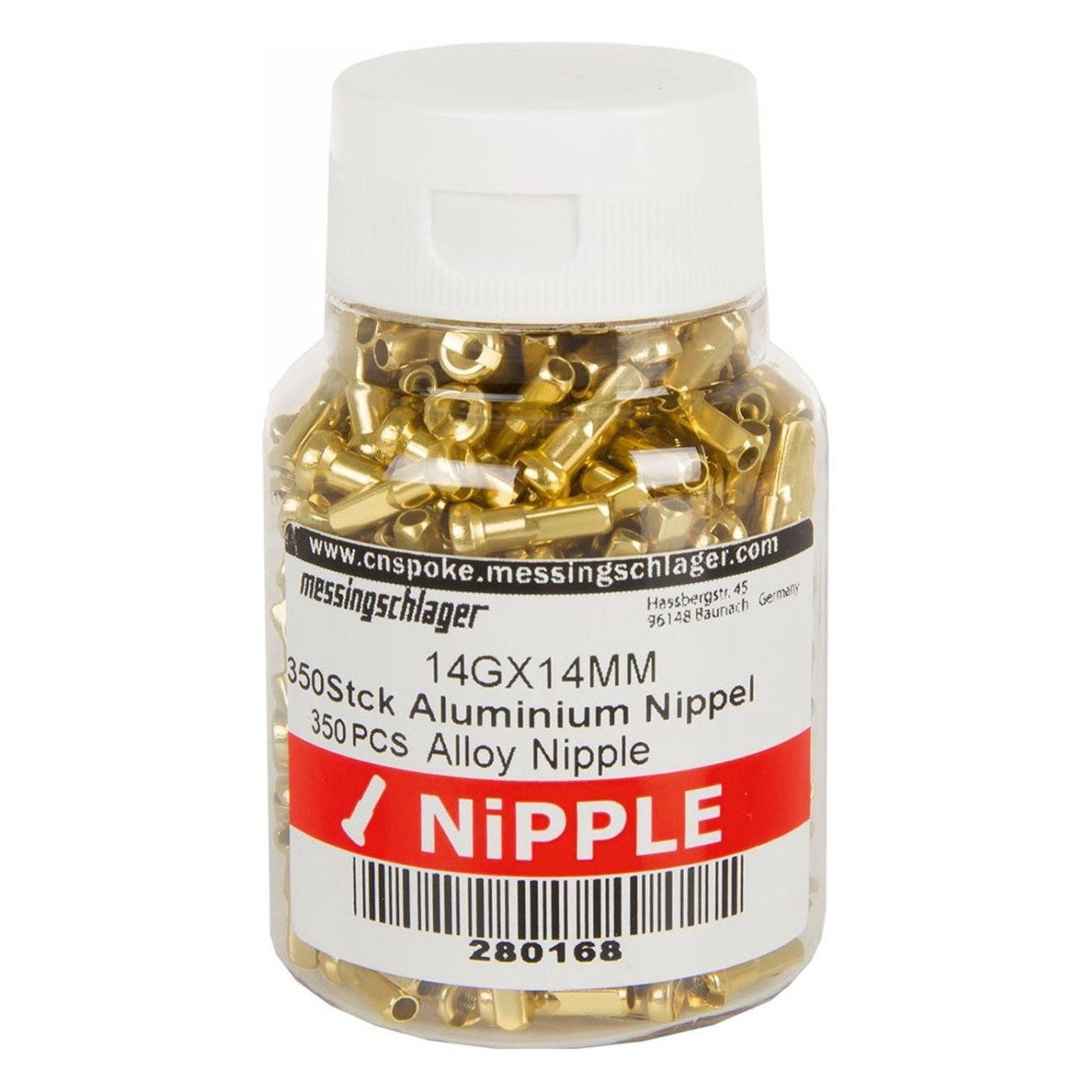 Aluminium Nippli in Gold 14 mm 14G - 400 Stück Dose - 2