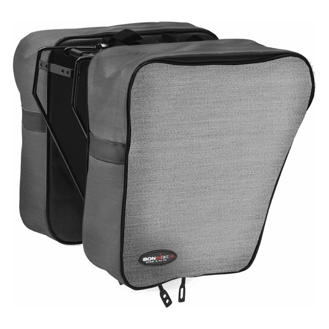 Sacs Latéraux Boninbike 30L Gris avec Crochets et Inserts Réfléchissants - 1