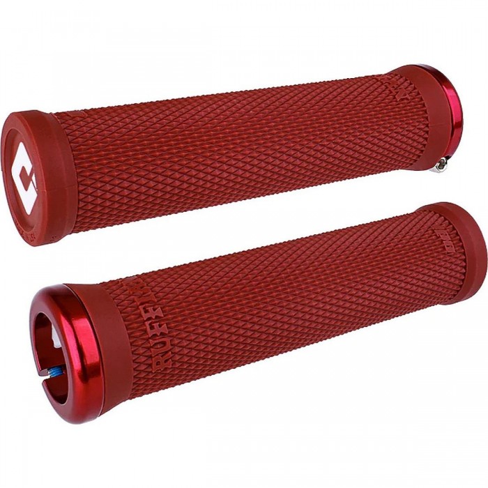 Odi Ruffian V2.1 Lock-On Red Grips with Red Clamps 135mm for BMX and MTB - 1