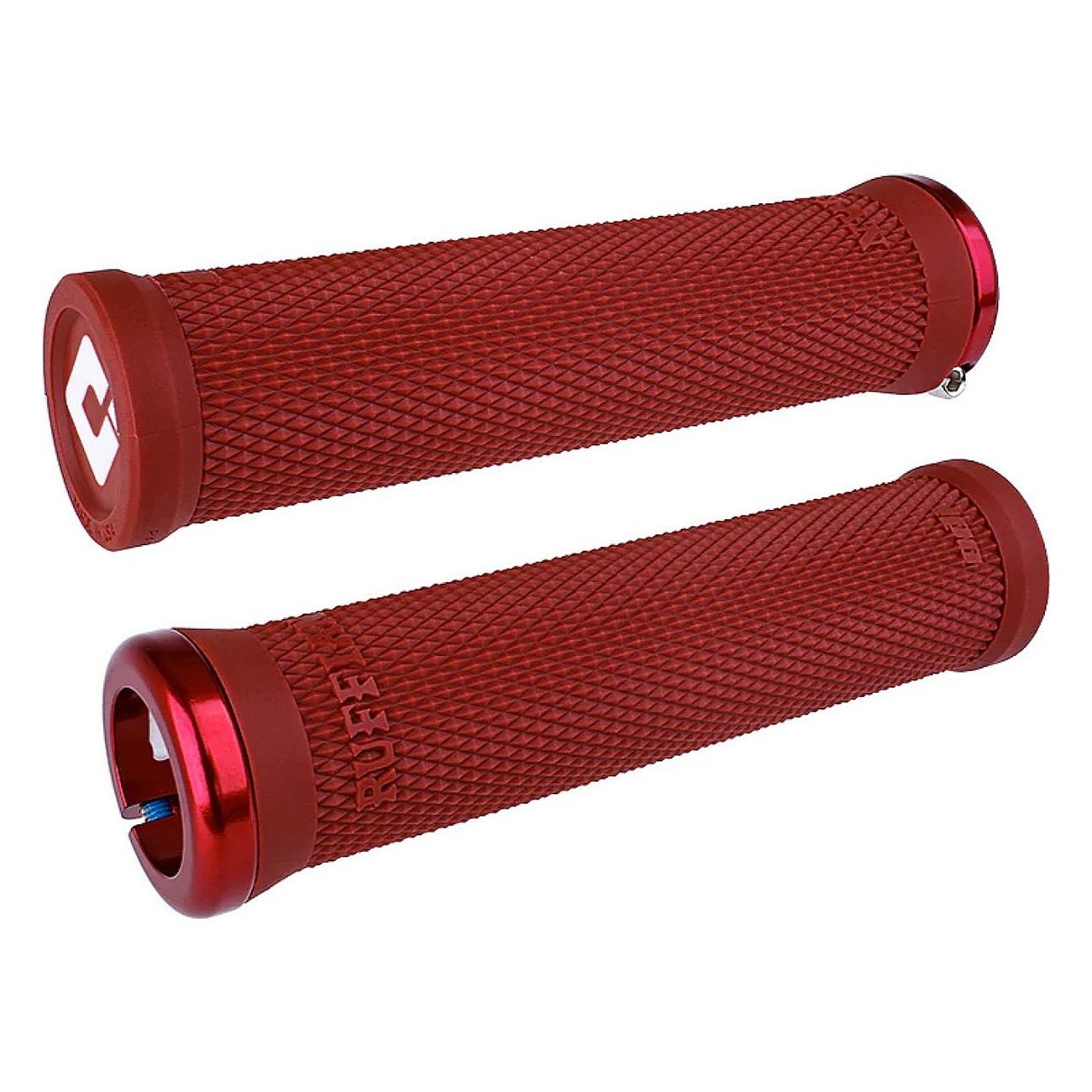 Odi Ruffian V2.1 Lock-On Red Grips with Red Clamps 135mm for BMX and MTB - 1